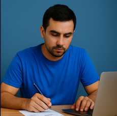 Entrepreneur reviewing their business after a long day.