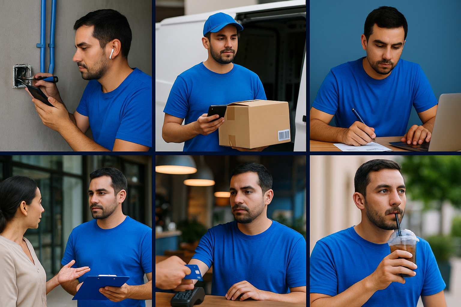 Team getting into the van at a small business